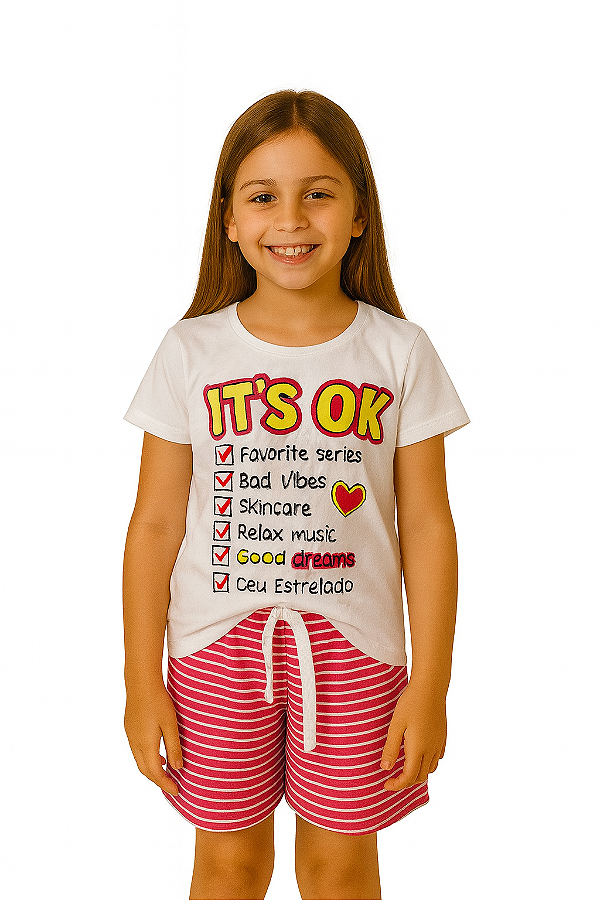 Pijama Infantil Juvenil It's OK Noite Divertida