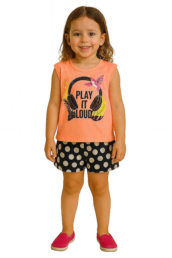 Conjunto Infantil Feminino Regata Neon