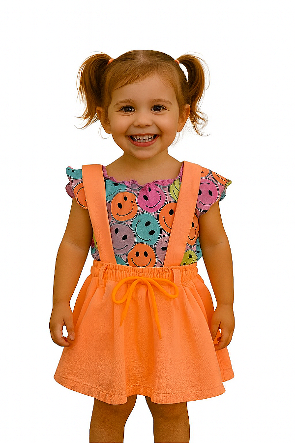 Conjunto Infantil Salopete Neon Sorrisos de Verão