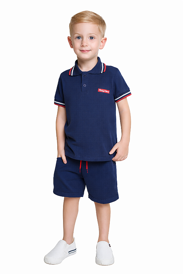 Conjunto Infantil Masculino Have Fun Polo e Bermuda em Malha