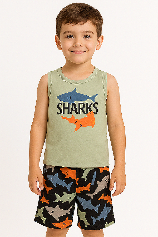 Conjunto Infantil Regata Masculino Tubarão Kyly