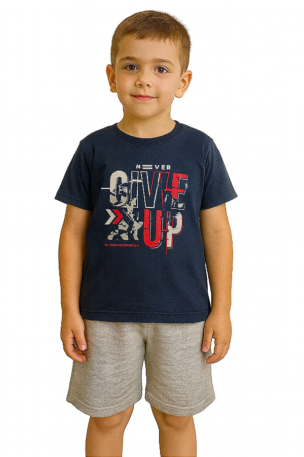 Conjunto Infantil Never Give Up Azul Marinho