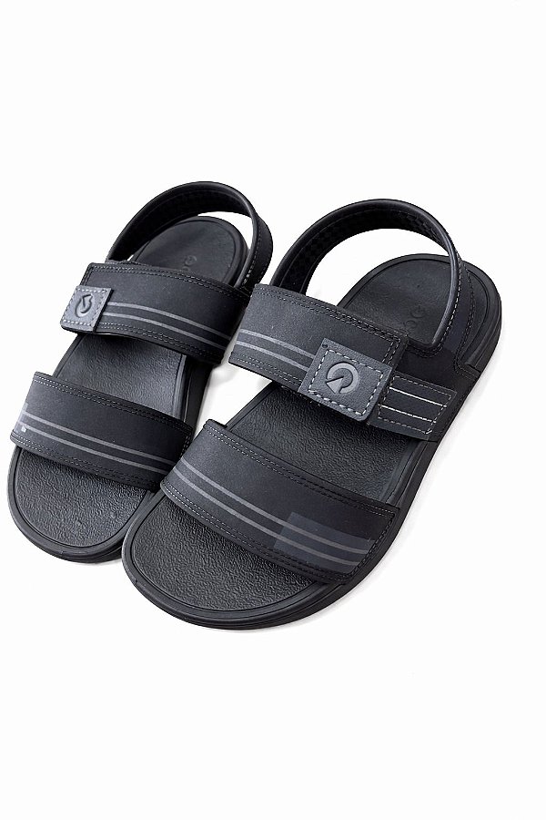 Sandália Masculina Preta com Tiras e Ajuste