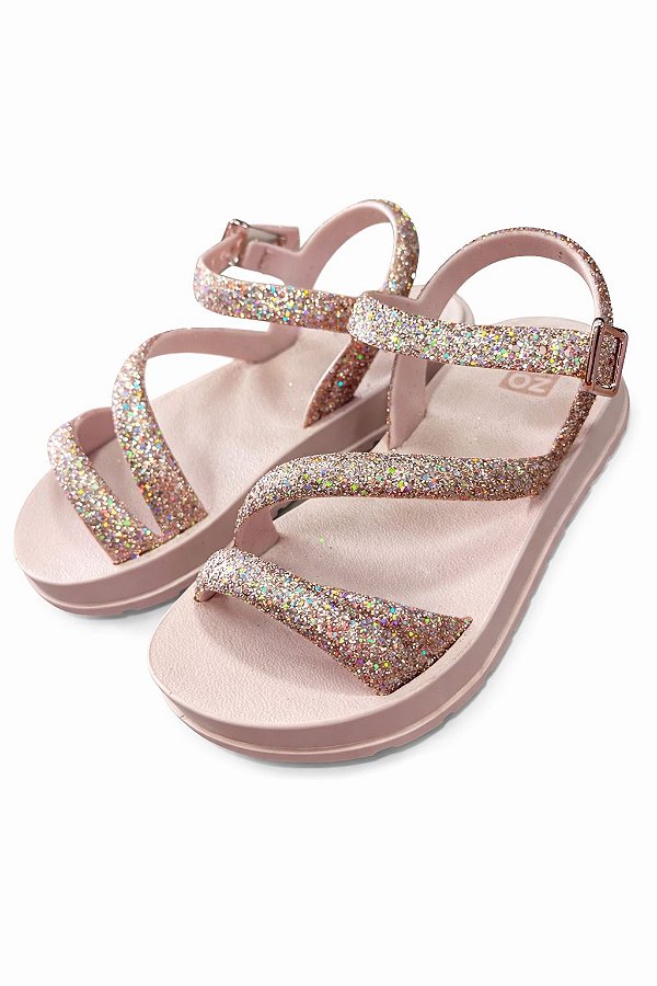 Sandália Feminina Rosa com Glitter