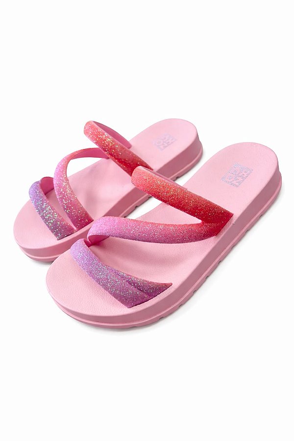 Rasteirinha Feminina Rosa com Glitter Degradê