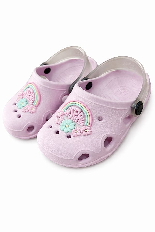 Babuche Infantil Lilás com Arco-Íris