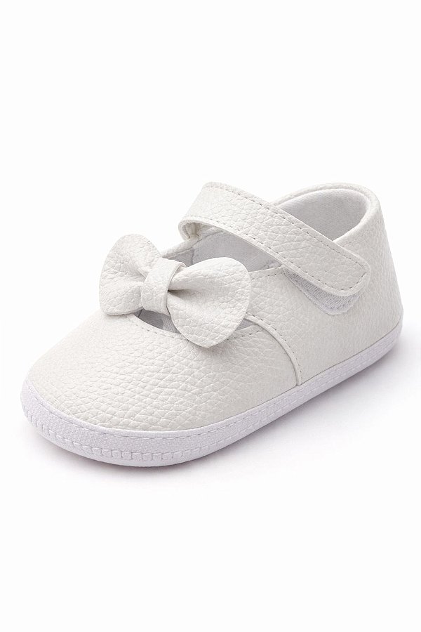 Sapatilha Infantil Branca com Laço e Velcro