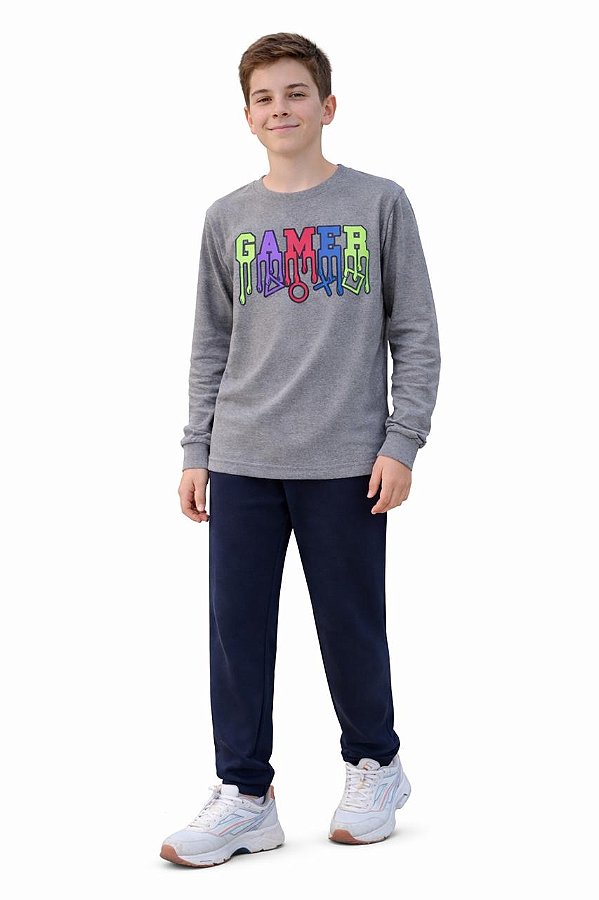 Conjunto Meia Estação Cleomara Gamer Mescla e Marinho