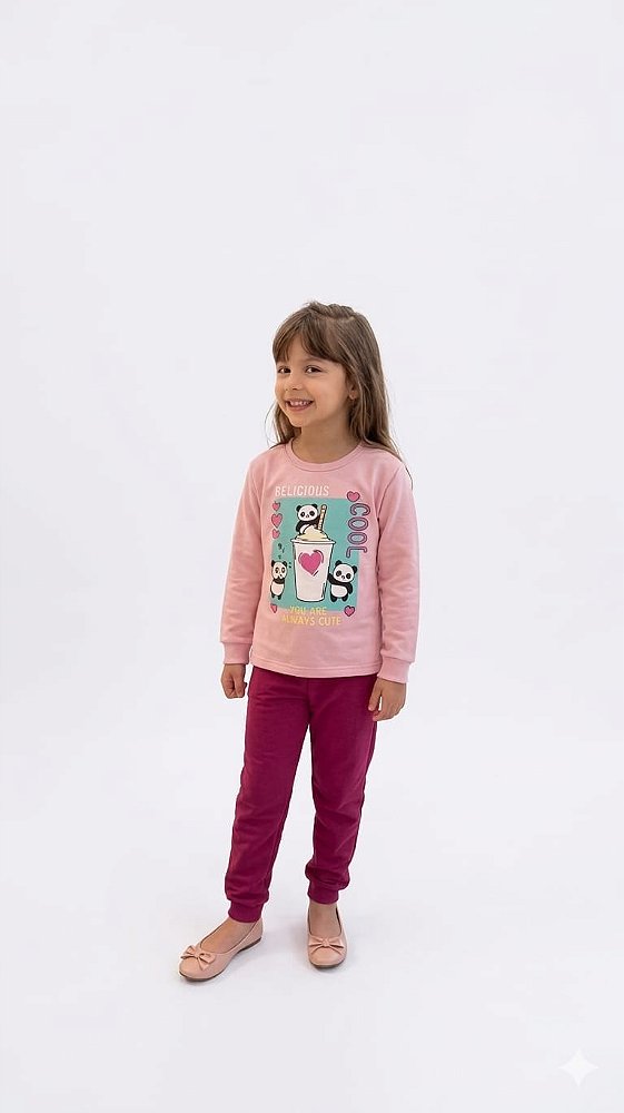 Conjunto Infantil Viston Moletom Panda Cool com Calça
