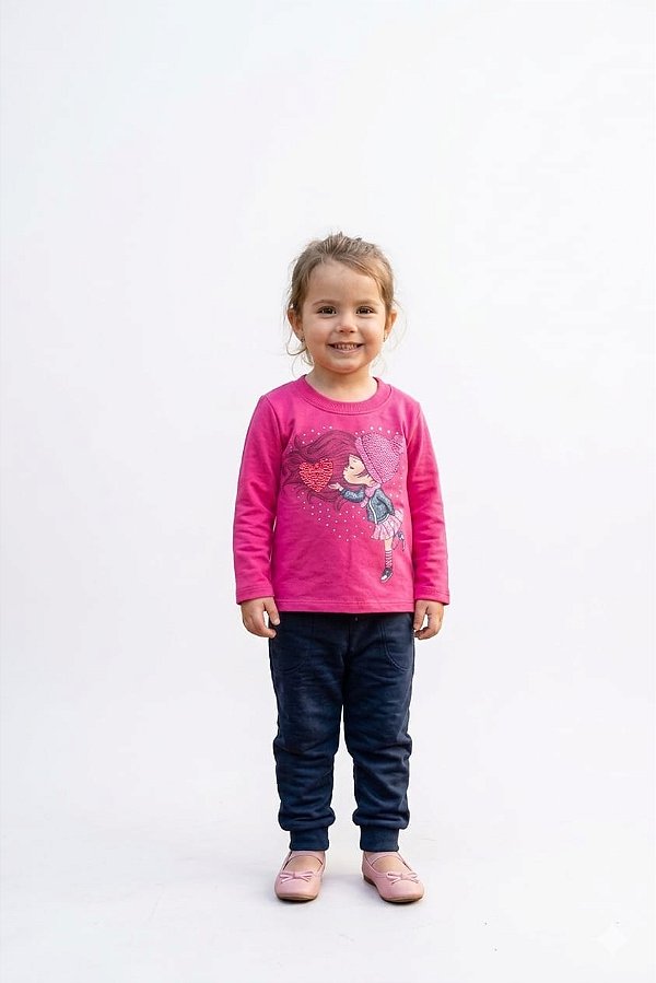 Conjunto Infantil Kyly Moletom Flanelado Pink