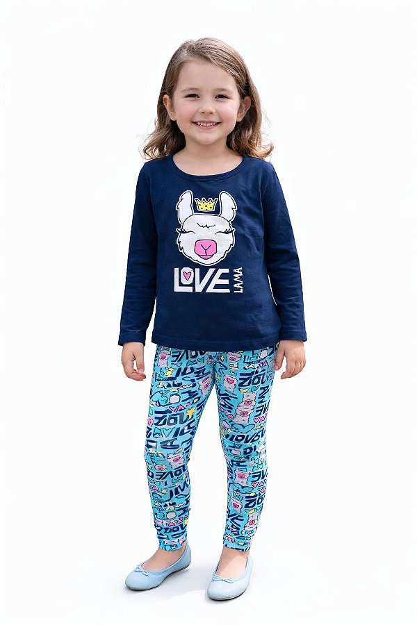 Conjunto Anale Menina Meia Estação Love Llama