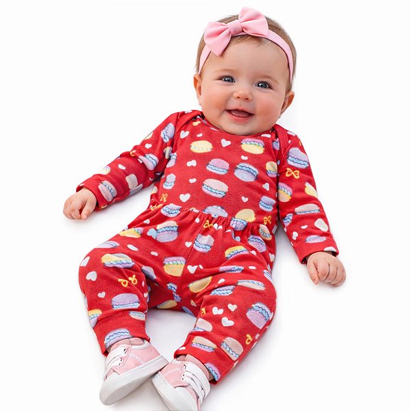 Conjunto Mafessoni Body e Mijão Vermelho Docinhos e Corações