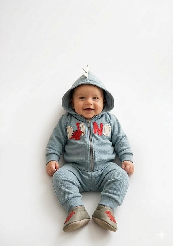 Conjunto Moletom Abrange Dino com Capuz