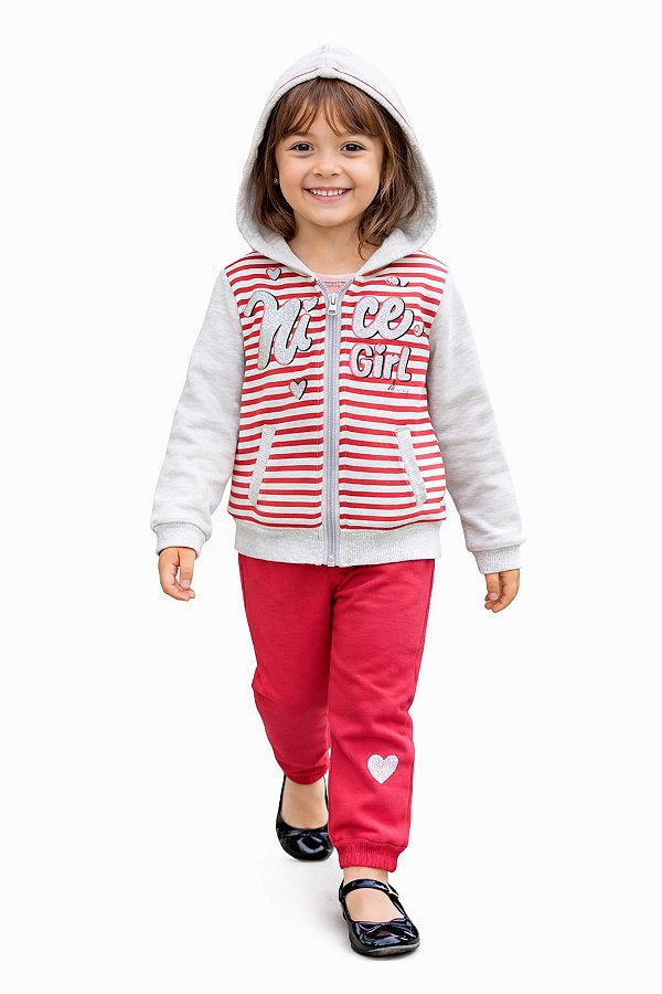 Conjunto Abrange Moletom “Nice Girl” com Capuz e Calça