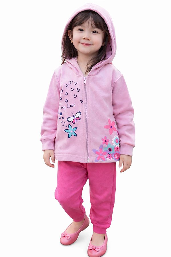 Conjunto Cato Lelê Moletom com Capuz My Love e Calça Jogger