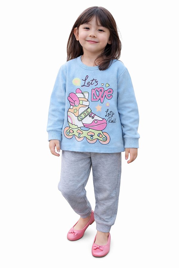 Conjunto Viston Moletom Let’s Love e Calça Jogger Mescla