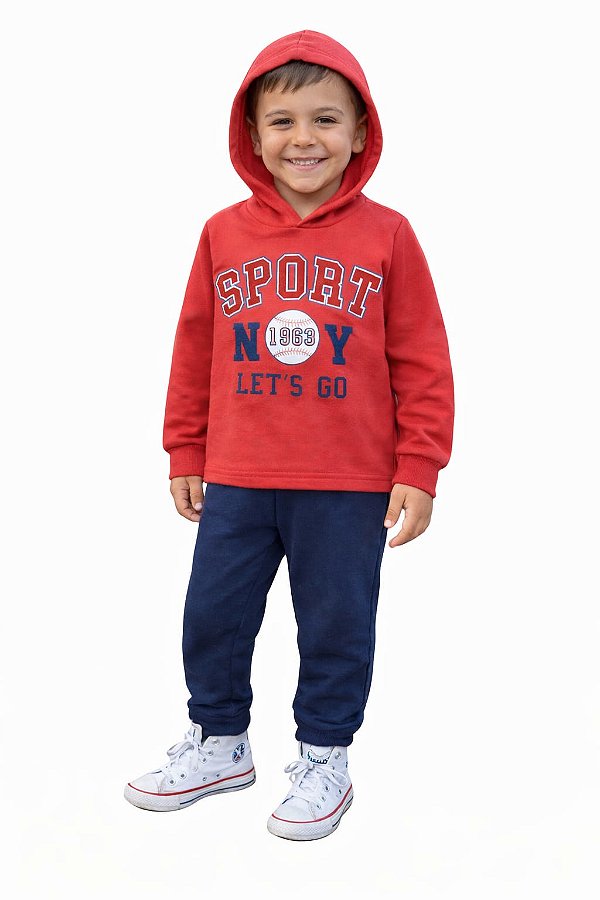 Conjunto Viston Moletom Sport NY Blusão com Capuz e Calça