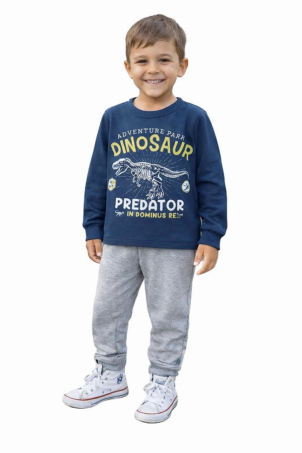 Conjunto Viston Moletom Dinosaur Predator Blusão e Calça
