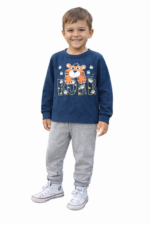 Conjunto Cleomara Moletom Roar Tigre Blusão e Calça