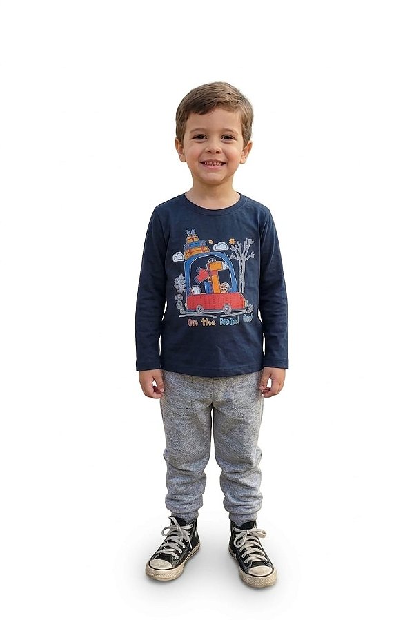 Conjunto Anale Meia Estação Menino – Camiseta Manga Longa e Calça Jogger