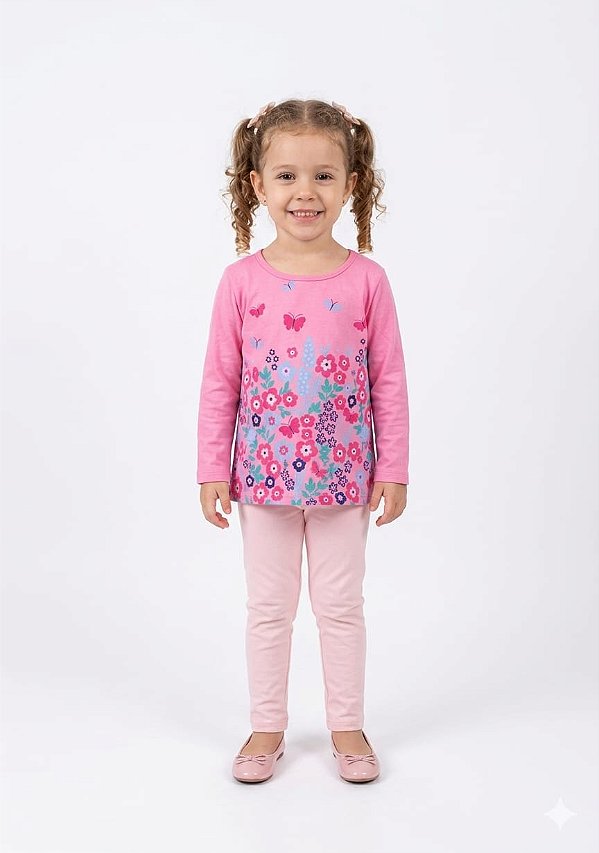 Conjunto Meia Estação Infantil Pipa Floral Encantado