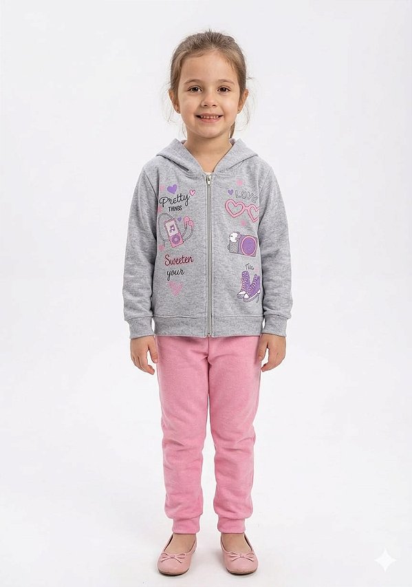 Conjunto Moletom Infantil Cato Lelê Pretty Love