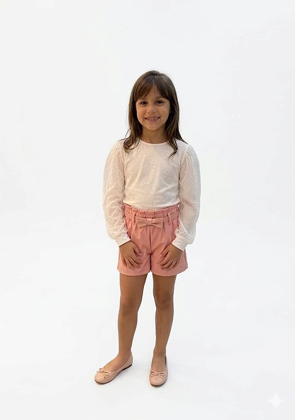 Conjunto Meia Estação Infantil Infanti Blusa e Shorts Rosa