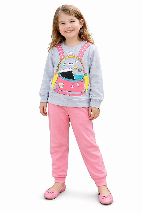 Conjunto Moletom Infantil Cato Lelê Mochila Fun