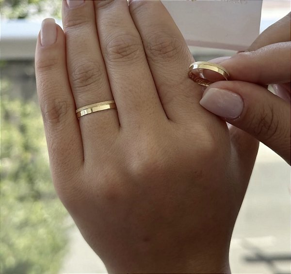 Aliança Finlândia 3 mm Ouro 18k Maciço