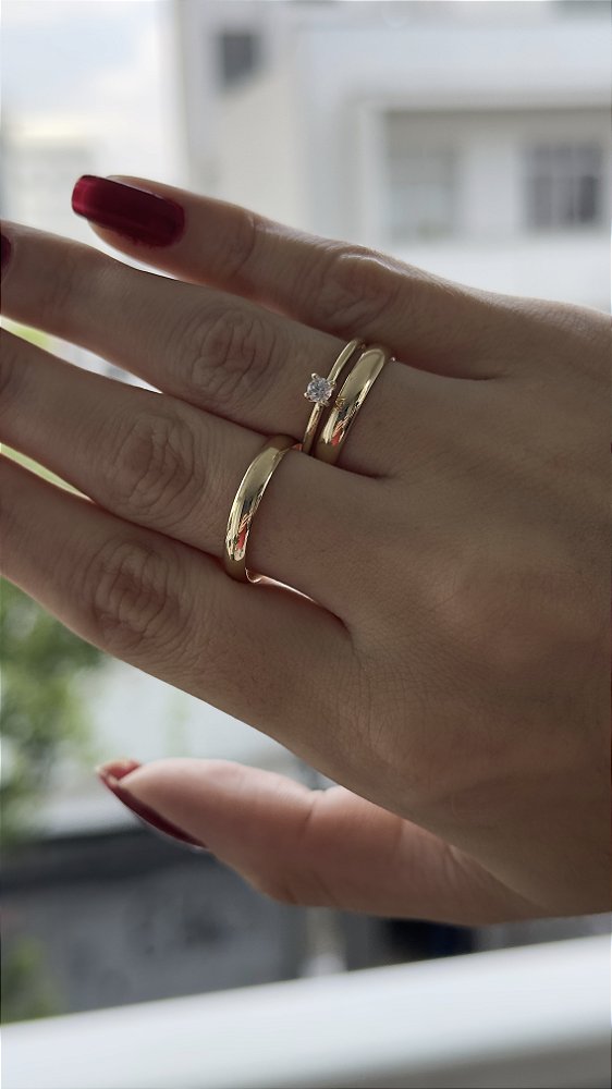 Alianças Tradicional Ouro 18k 3mm semi anatômico