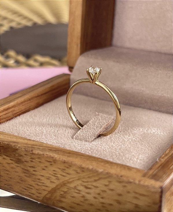 Anel Solitário Love Ouro 18k com Pedra 3 mm