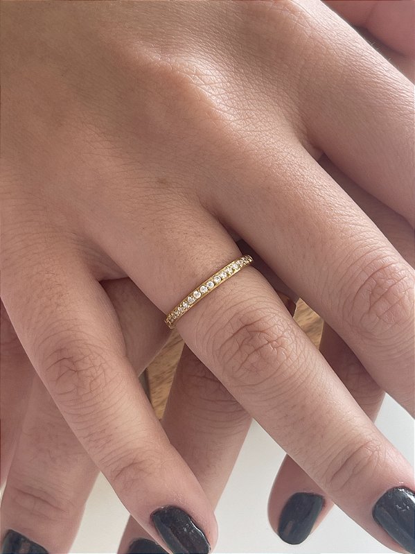 Anel Aparador Luar Ouro 18k com Pedras