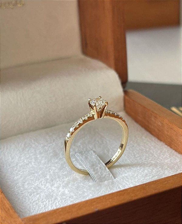 Anel Solitário Eternity Ouro 18k