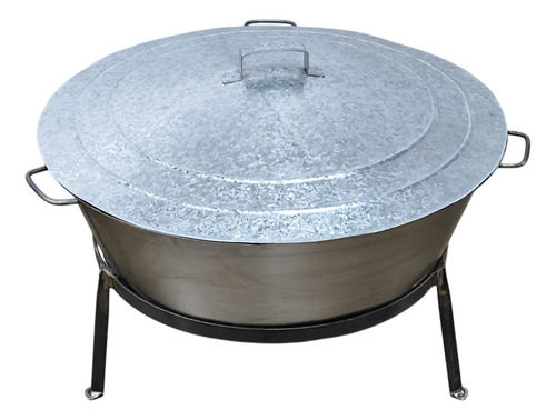 Tacho Redondo Para Banha N°5 + Tampa E Tripé - 90l - Konzen