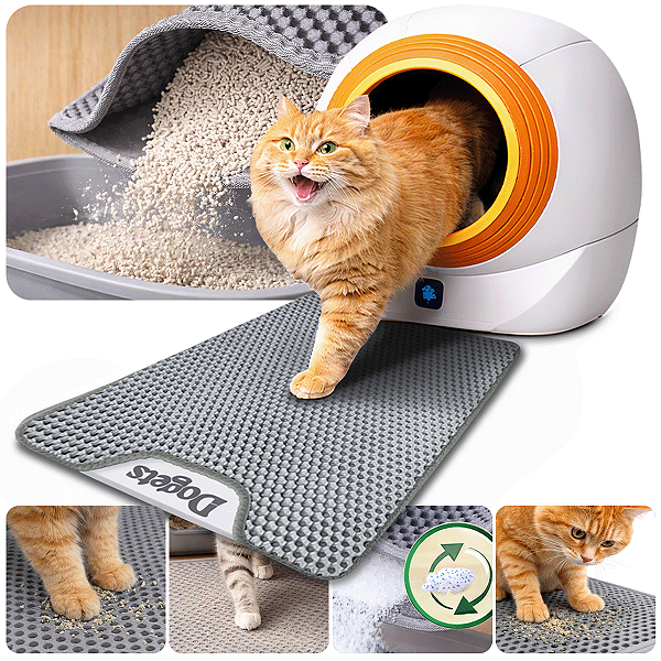Tapete Higiênico Coletor de Areia Para Gatos Anti Sujeira Pet Cinza Dogets