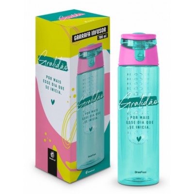 Garrafa Infusor de sabor 700ml - Gratidão por mais um dia - Brasfoot