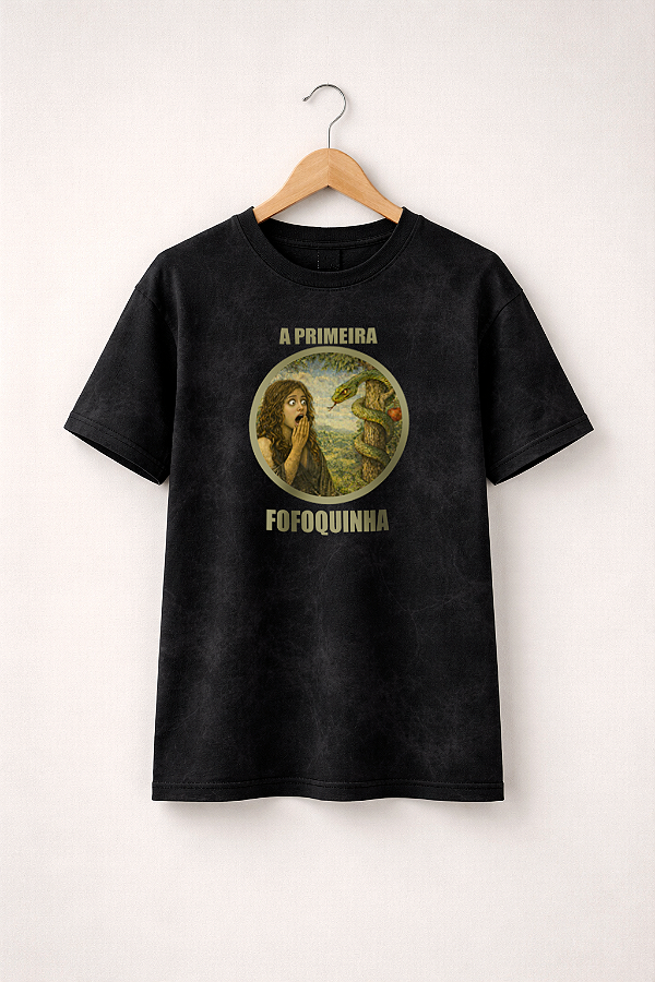 T-shirt Primeira Fofoquinha- Marmorizada- Preta