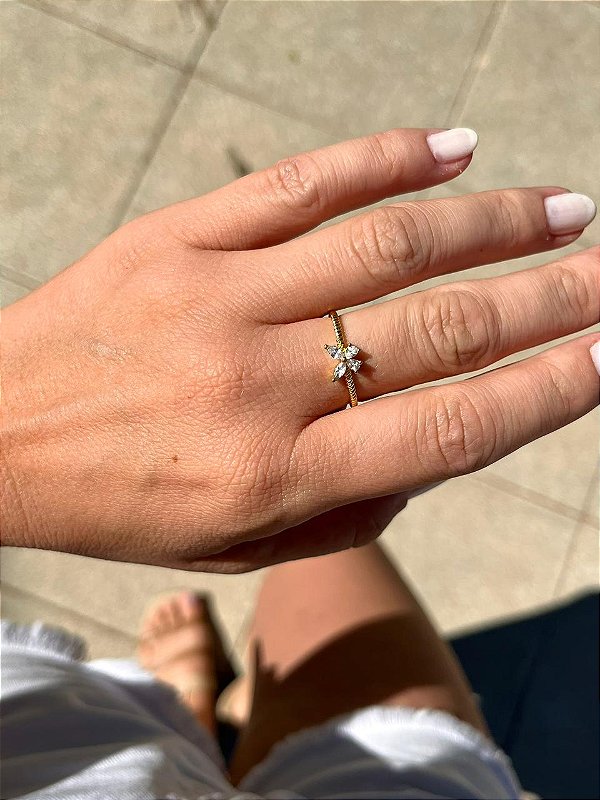 Anel Borboleta Zirconia