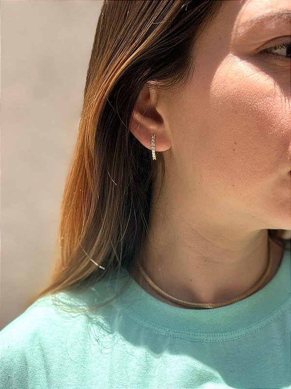 Brinco Argola Click Cravejada