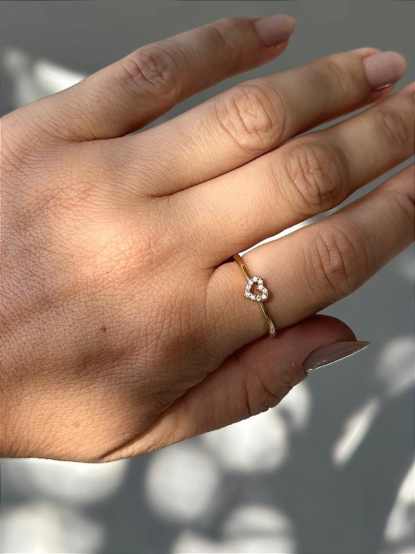 Anel Coração Cravejado