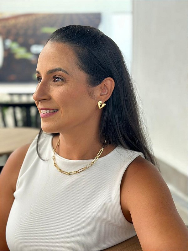 Brinco Coração Moderno Organico