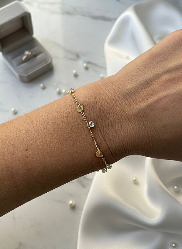 Pulseira Medalha e Ponto de Luz