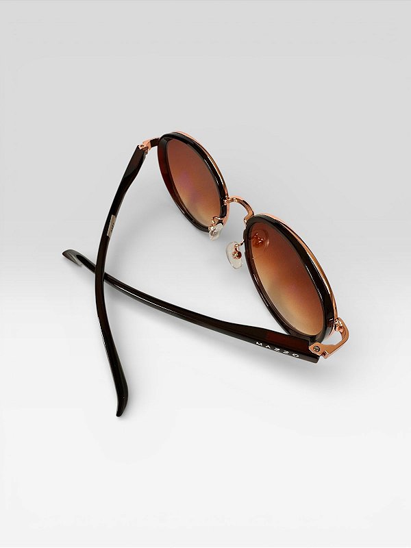 Oculos de Sol Marrom e Dourado