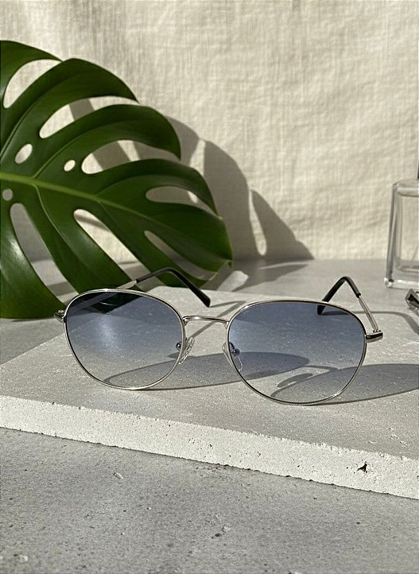 Oculos de Sol Lente Transparente Azul