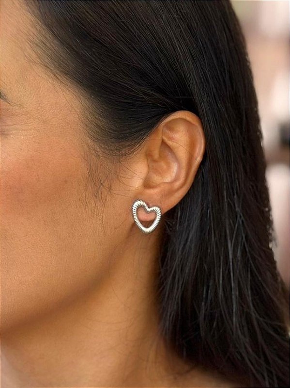 Brinco Coração Textura
