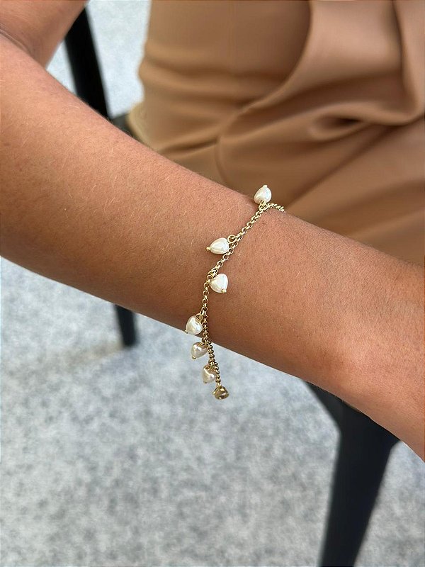Pulseira Perolas de Coração