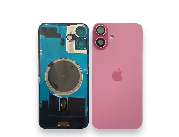 TAMPA TRASEIRA IPHONE 16 PLUS COMPLETA ROSA