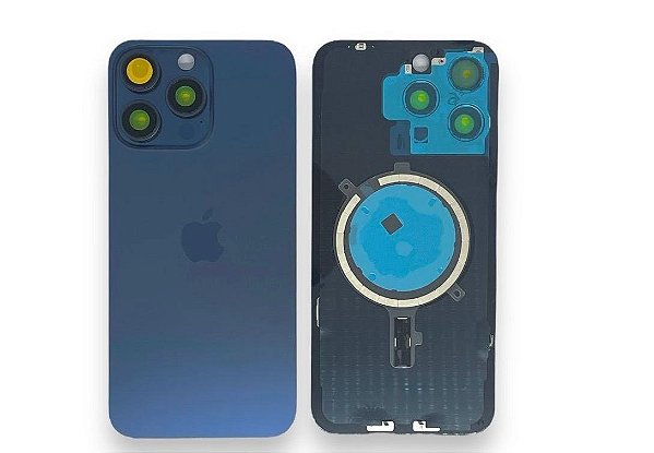 TAMPA TRASEIRA IPHONE 15 PRO MAX COMPLETA AZUL TITANIUM