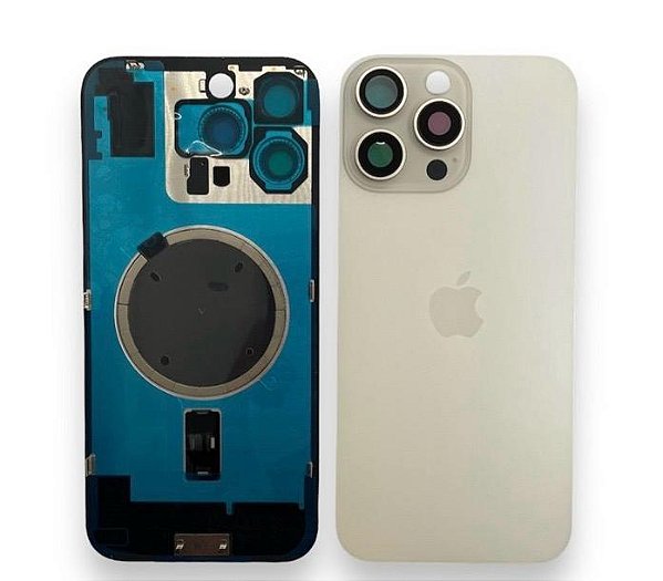 TAMPA TRASEIRA IPHONE 16 PRO MAX COMPLETA BRANCO TITANIUM