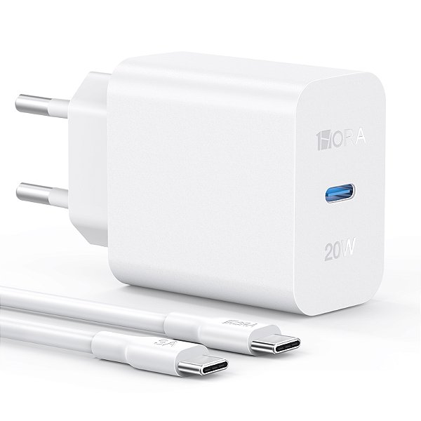 CARREGADOR PD 20W MAX E CABO 3A TIPO C 1HORA